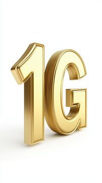 Golden 1g icon in 3d style on white background