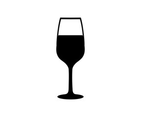Wine glass with wine for tasting flat icon. Minimalist wine glass illustration on transparent background. 
