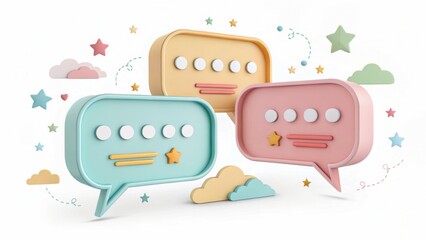 Creative chat bubbles design digital art 3d graphics playful environment viewpoint