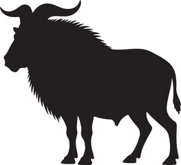 Goral side view vector silhouette on white background