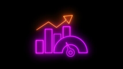 Benchmarking concept, something that serves as a standard by which others may be measured or judged. Glowing neon line of Benchmark icon isolated on background. 
