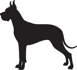 Great Dane Dog Vector Silhouette on White Background