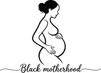 Pregnant Woman One Line Drawing – Minimal Silhouette Art Set Motherhood Line Art – Expecting Mom Silhouette Vector Set