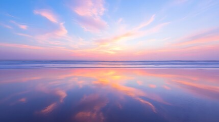 Serene Beach Sunset Reflection Peaceful Ocean Sky