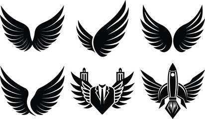 wings set vector white background