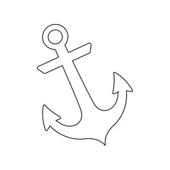 Simple black outline of an anchor symbol on white background. Great for nautical themes, tattoos, icons, or marine design elements.