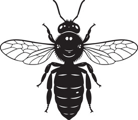Honeybee Queen Top View Vector Silhouette on White Background