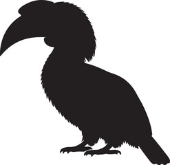 Hornbill Bird Vector Silhouette on White Background