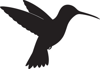 Hummingbird Vector Silhouette on White Background