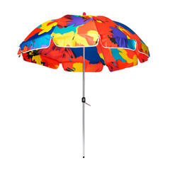 Contemporary Beach Umbrella with a Bold Digital Print Isolated on Transparent Background