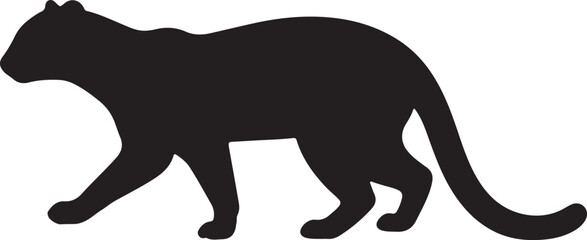 Jaguarundi Side View Silhouette Vector