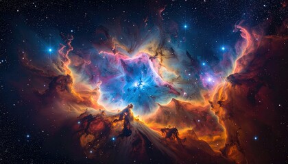 Nebula and galaxies in space. Abstract cosmos background