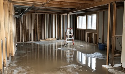Guide to restoring a flooded basement from snowmelt or plumbing issues. AI generated illustration.