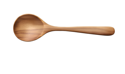 Wooden spoon, top view isolated on a transparent background.