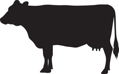 Jersey Cow Side View Silhouette Vector