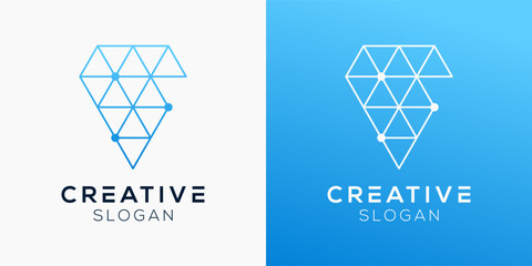 Diamond logo design templates. Modern Diamond with Technology elements logo designs for gems, jewelry and treasures.