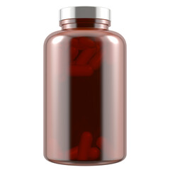 Glass Bottle with Capsules, 3D Rendering