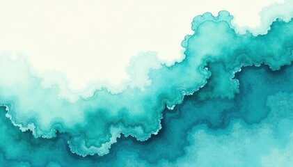 Obraz premium Soft flowing teal watercolor, fractal shapes, light intensity, ocean-inspired , design, watercolor