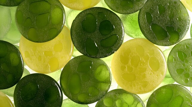 Abstract Green and Yellow Circular Patterns AI Generated Art