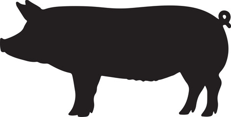 Landrace Pig Side View Silhouette Vector