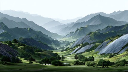 Beautiful mountain valley landscape high resolution photo