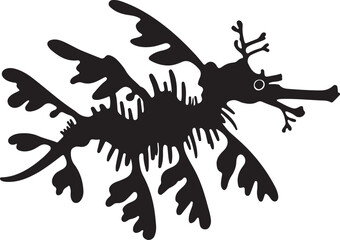 Leafy Sea Dragon Side View Silhouette Vector