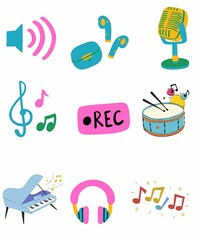 music icons set vector illustration 