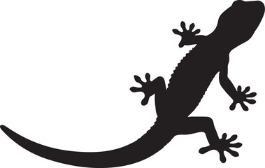 Lined Day Gecko Side View Silhouette Vector