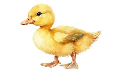 Fototapeta premium Cute watercolor duckling with soft details. AI generated illustration.