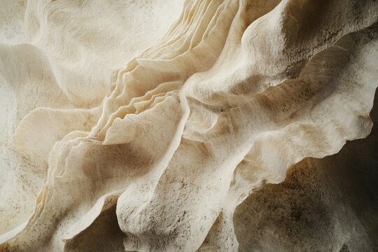 A beige and cream abstract image showcases layered textures resembling soft geological formations or organic draping folds in the light. - Powered by Adobe