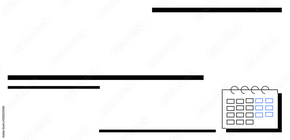 Fototapete calendar with spiral binding and highlighted dates alongside horizontal lines for structure. ideal f