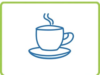 Obraz premium bakery cafe logo featuring a coffee cup and croissant in blue line art on a cream background