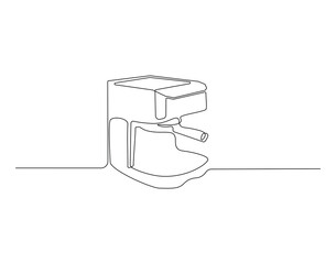 Coffee machine outline drawing illustration. Continuous line draw of technology equipment vector