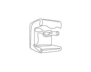 Coffee machine outline drawing illustration. Continuous line draw of technology equipment vector
