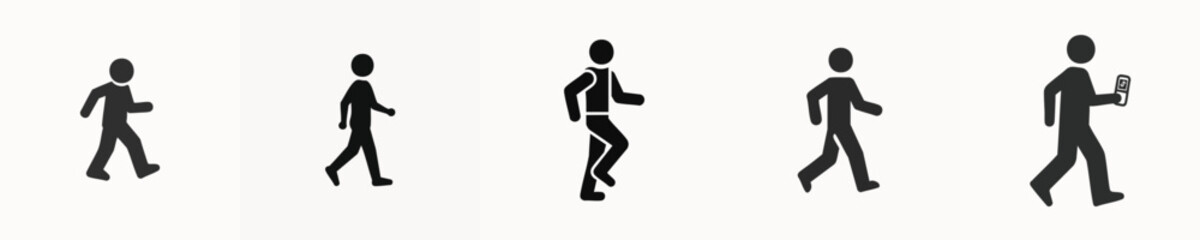 Silhouette of Men Walking Side View – Isolated Vector Set