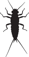 Mayfly Larvae top view vector silhouette on white background