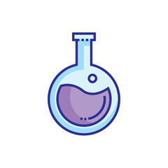 Flat Line Art Chemistry Beaker Icon for Science Education Projects