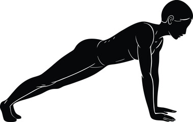 Dynamic silhouette vector illustration of young people pus up, running, and posing in athletic and artistic forms