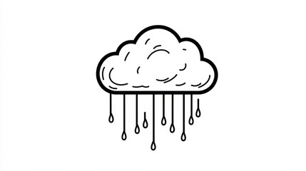 Minimal thunderstorm cloud logo with raindrops