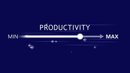 Productivity and efficiency concept. adjusting virtual slider from min to max, process to increase productivity and efficient. Progress bar and optimization in business operations. Values 4k motion.