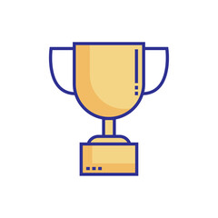 Flat Line Vector Illustration of School Trophy Icon