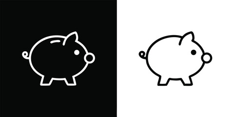 black and white, simple line art, minimalist, piggy bank, monochrome
