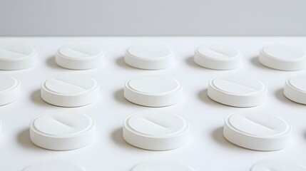 White Pills on White Background Medical Pharmacy Tablets