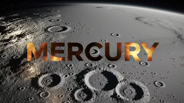 &ldquo;MERCURY&rdquo; Bold Minimalist Title with Heatwave Distortion &ndash; Cratered Planet Surface and Scorched Space Terrain Animation

