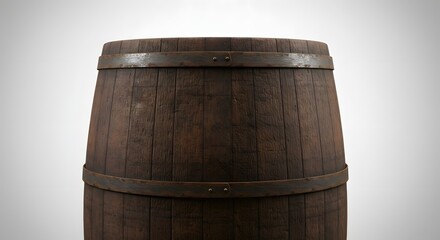 Obraz premium Aged Wooden Barrel Rustic Texture, Vintage Design, Storage Container, Antique Wood, Dark Brown