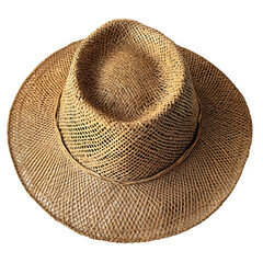 Natural Straw Hat with an Authentically Woven Texture Isolated on Transparent Background