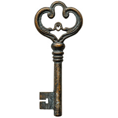 Antique key vintage key old key skeleton key ornate key bronze key metal key on transparent background