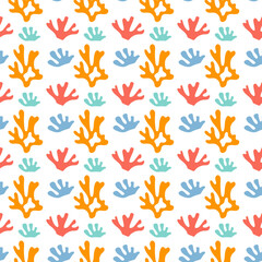 Seamless pattern with corals. Sea life pattern. Tropical corals.