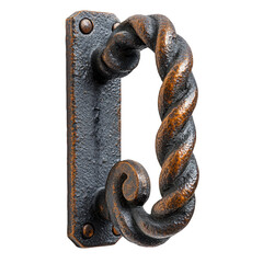 Buy wrought iron door handle twisted design rustic hardware for home decor on transparent background