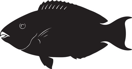 Parrotfish Side View Silhouette Vector